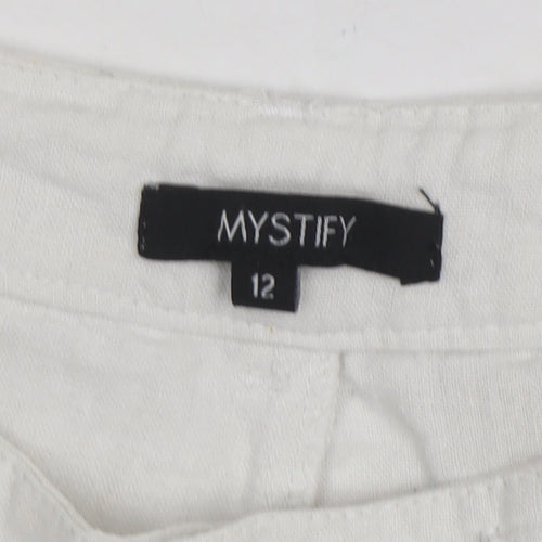Mystify Women’s White Linen Chino Shorts Size 12 Drawstring Casual