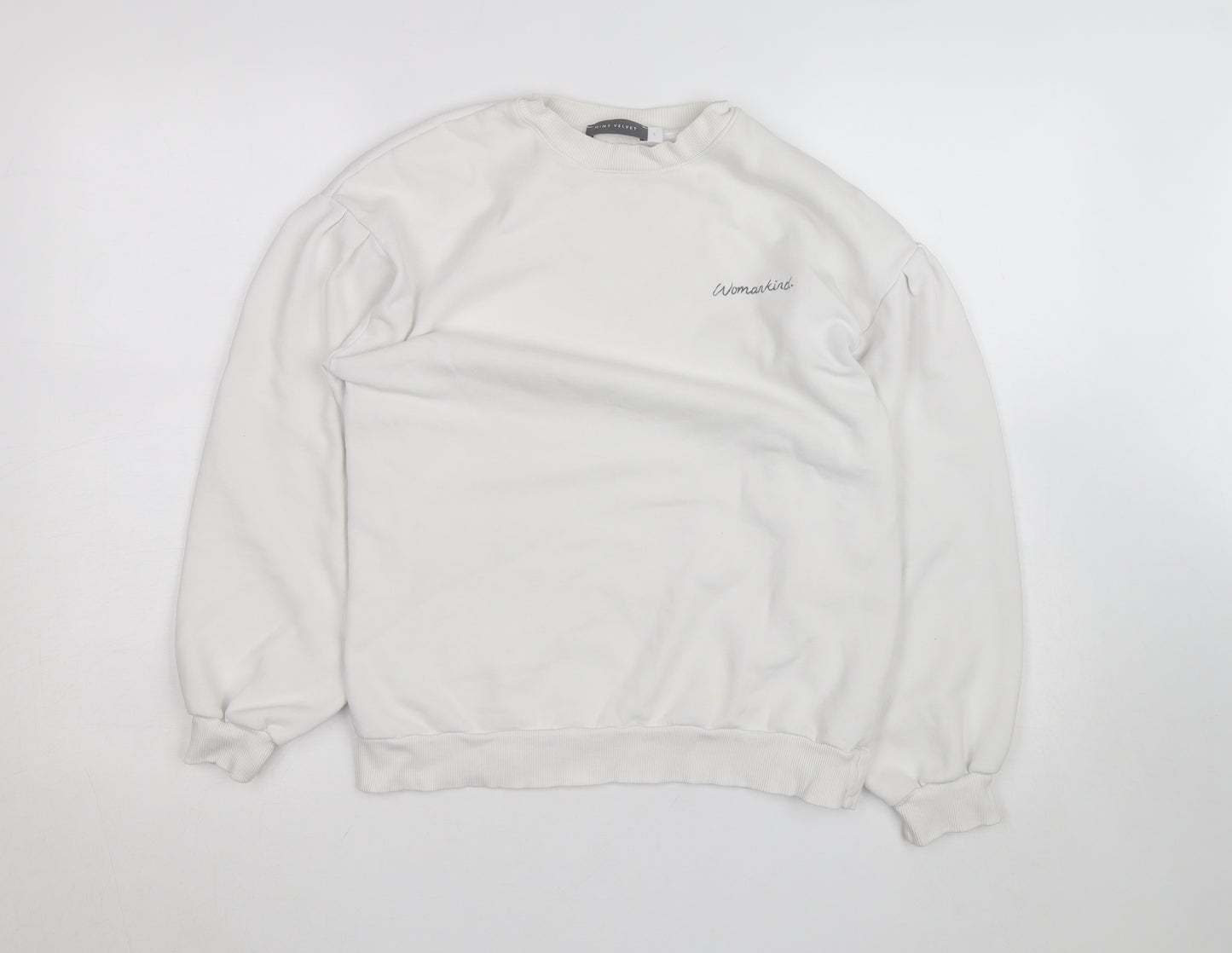 Mint Velvet Women White Crew Neck Pullover Sweatshirt Size S