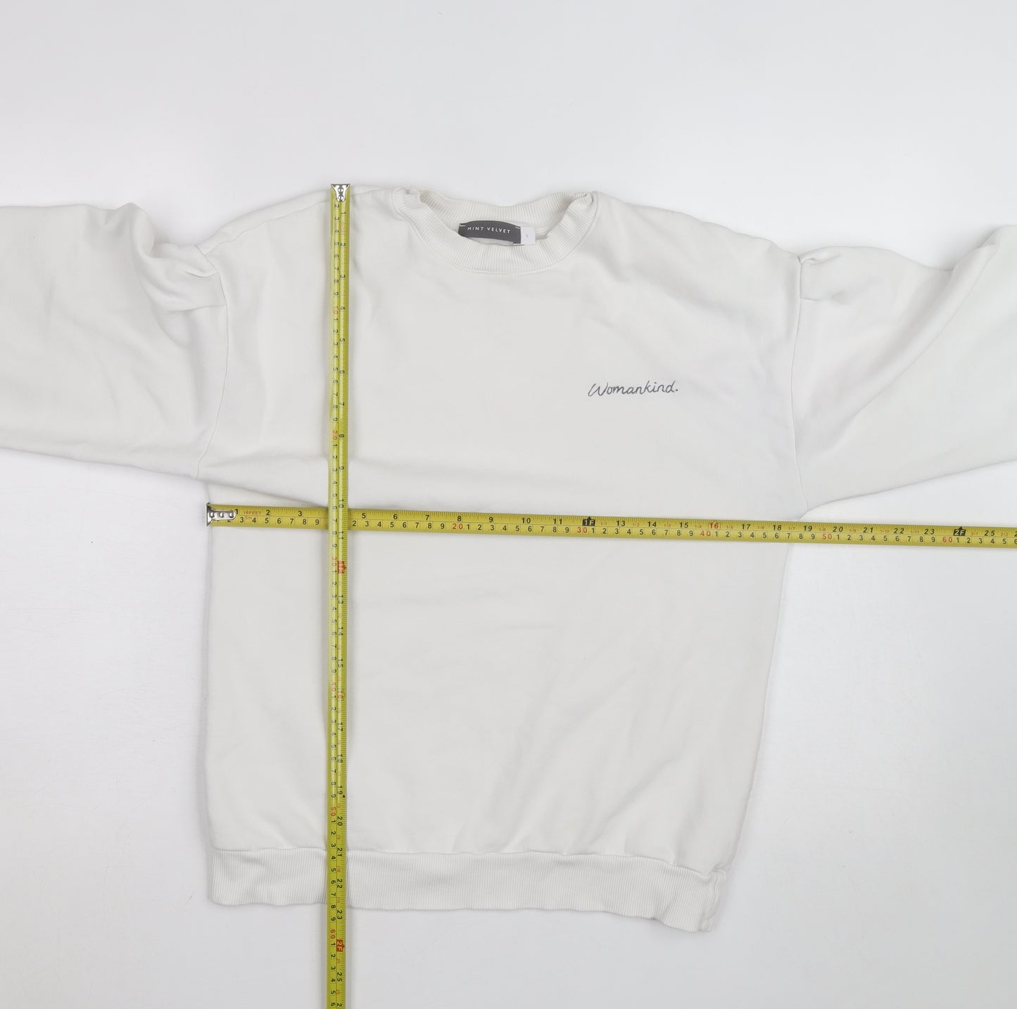 Mint Velvet Women White Crew Neck Pullover Sweatshirt Size S