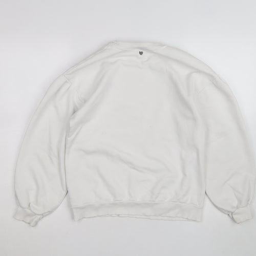 Mint Velvet Women White Crew Neck Pullover Sweatshirt Size S