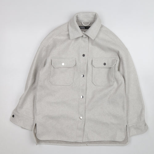 Zara Men's Grey Wool Blend Button Jacket XS Regular Fit