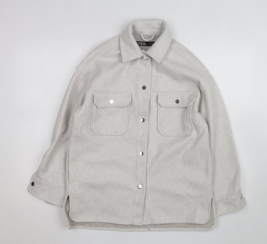 Zara Men's Grey Wool Blend Button Jacket XS Regular Fit