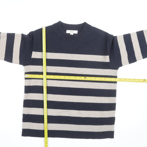 Marks and Spencer Women Navy Beige Striped Crew Neck Jumper Size S