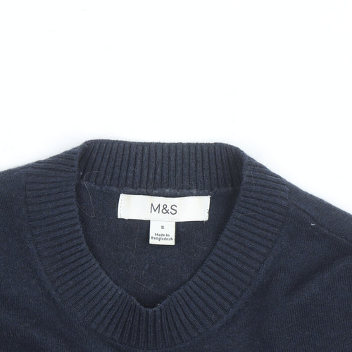 Marks and Spencer Women Navy Beige Striped Crew Neck Jumper Size S