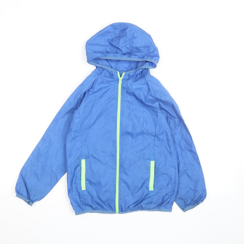 Dunnes Stores Boys Blue Hooded Windbreaker Jacket 7-8 Years Lightweight