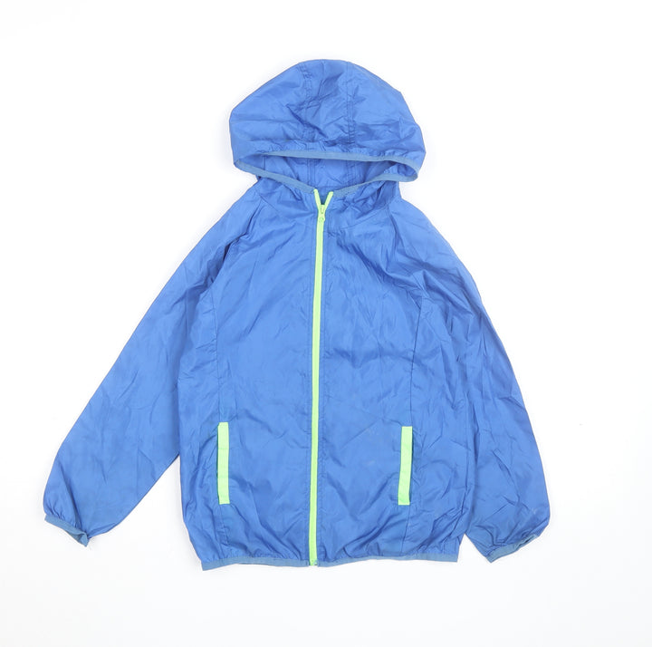 Dunnes Stores Boys Blue Hooded Windbreaker Jacket 7-8 Years Lightweight