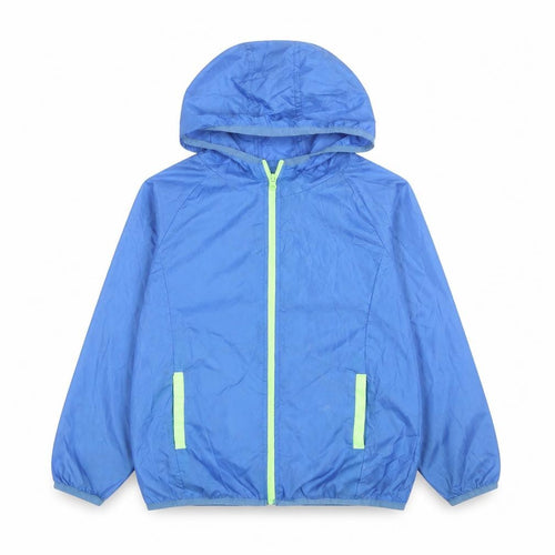 Dunnes Stores Boys Blue Hooded Windbreaker Jacket 7-8 Years Lightweight