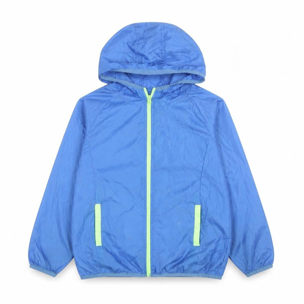 Dunnes Stores Boys Blue Hooded Windbreaker Jacket 7-8 Years Lightweight