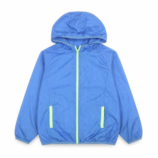 Dunnes Stores Boys Blue Hooded Windbreaker Jacket 7-8 Years Lightweight