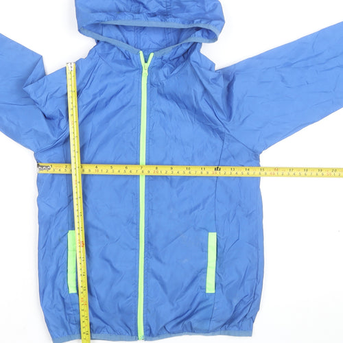 Dunnes Stores Boys Blue Hooded Windbreaker Jacket 7-8 Years Lightweight