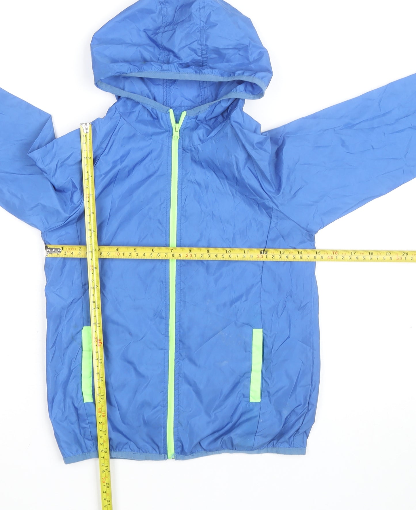Dunnes Stores Boys Blue Hooded Windbreaker Jacket 7-8 Years Lightweight