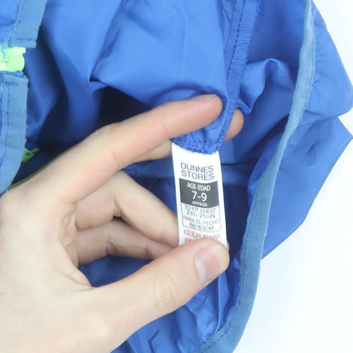 Dunnes Stores Boys Blue Hooded Windbreaker Jacket 7-8 Years Lightweight