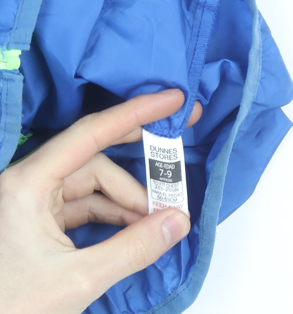 Dunnes Stores Boys Blue Hooded Windbreaker Jacket 7-8 Years Lightweight