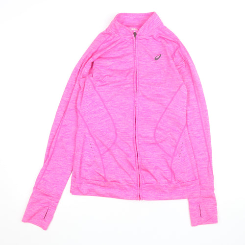 Asics Womens Pink Slim Fit Track Jacket Size M Running Zip Top