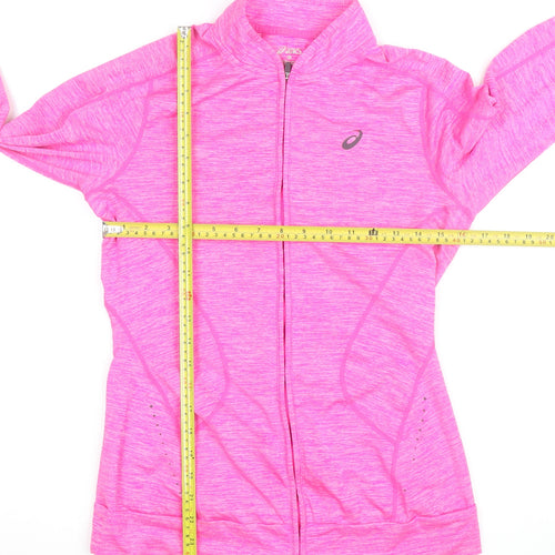 Asics Womens Pink Slim Fit Track Jacket Size M Running Zip Top