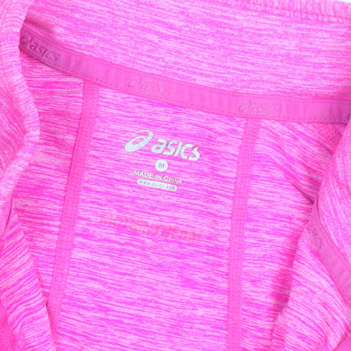 Asics Womens Pink Slim Fit Track Jacket Size M Running Zip Top
