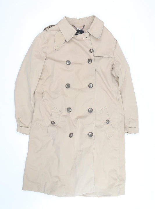 Viyella Women’s Beige Trench Coat Size 10 Long Cotton Classic Style