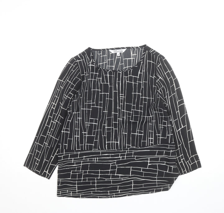 Debenhams Petite Collection Black Geometric Blouse Size 8