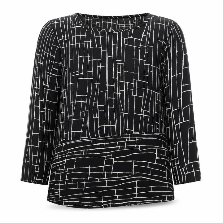 Debenhams Petite Collection Black Geometric Blouse Size 8