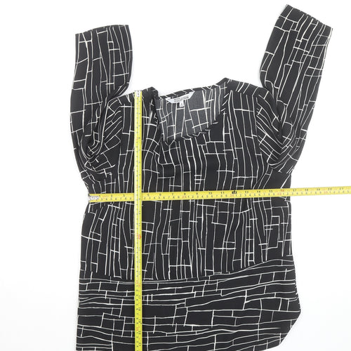 Debenhams Petite Collection Black Geometric Blouse Size 8