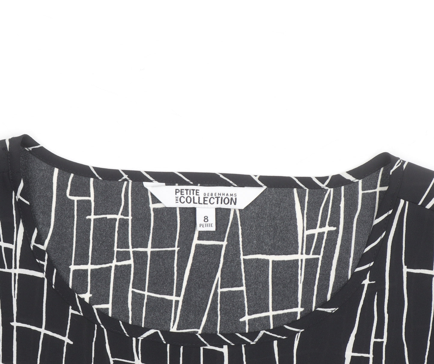 Debenhams Petite Collection Black Geometric Blouse Size 8