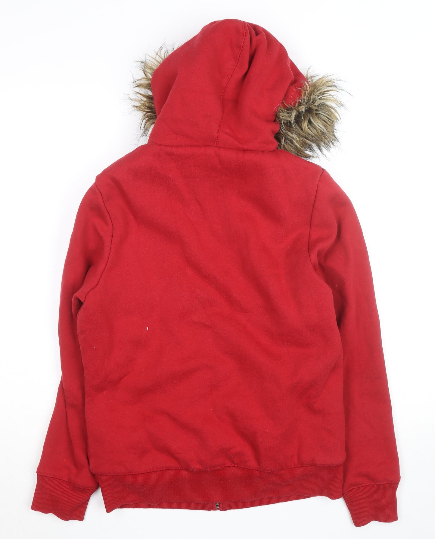 Diesel Mens Red Fur Lined Full Zip Hoodie Jumper Size L
