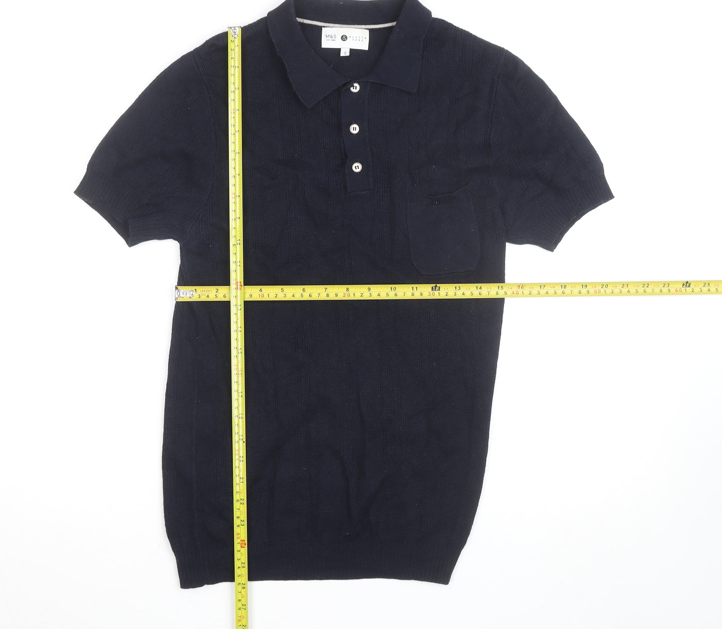Marks and Spencer Kestin Hare Womens Navy Small Polo Shirt Cotton Knit