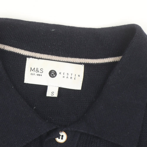 Marks and Spencer Kestin Hare Womens Navy Small Polo Shirt Cotton Knit
