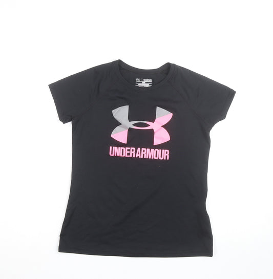 Under Armour Womens Black HeatGear Loose Fit Short Sleeve T-Shirt M