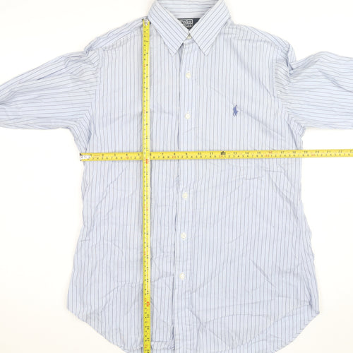 Ralph Lauren Men Blue Striped Cotton Long Sleeve Button-Up Shirt Size 15