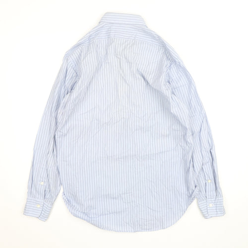 Ralph Lauren Men Blue Striped Cotton Long Sleeve Button-Up Shirt Size 15
