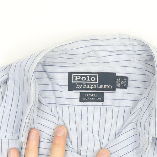 Ralph Lauren Men Blue Striped Cotton Long Sleeve Button-Up Shirt Size 15
