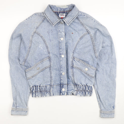 Tommy Jeans Women's Blue Denim Cropped Jacket Size S