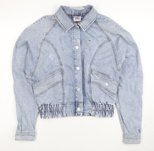 Tommy Jeans Women's Blue Denim Cropped Jacket Size S
