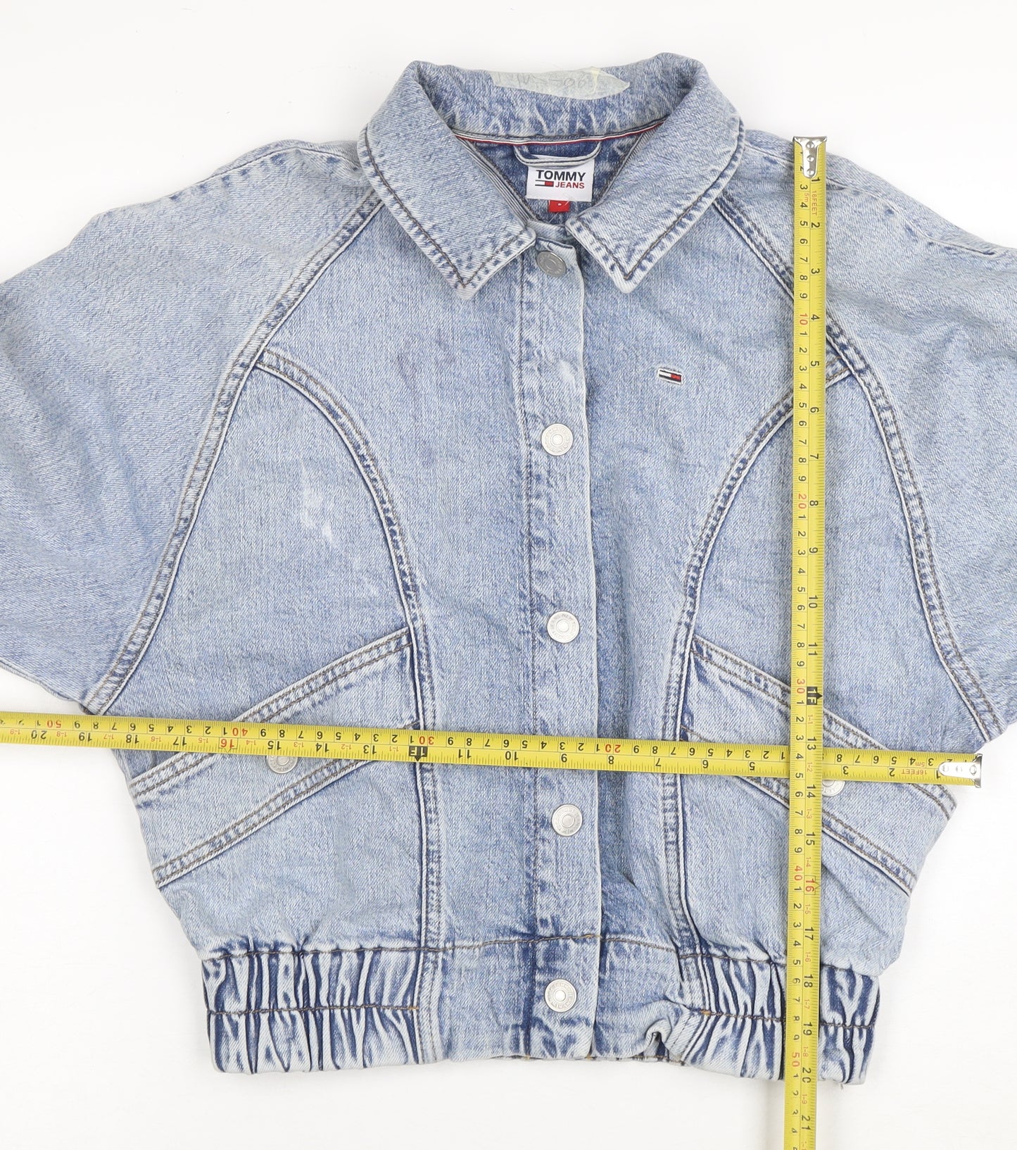 Tommy Jeans Women's Blue Denim Cropped Jacket Size S