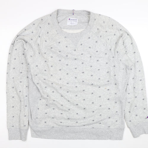 Champion Womens Grey Logo Sweatshirt XL Comfortable Casual