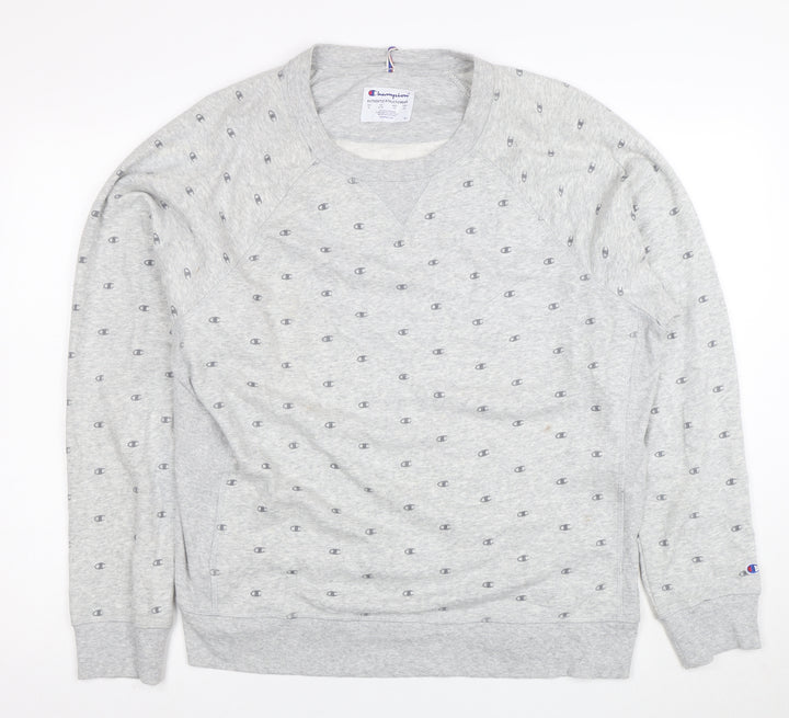 Champion Womens Grey Logo Sweatshirt XL Comfortable Casual
