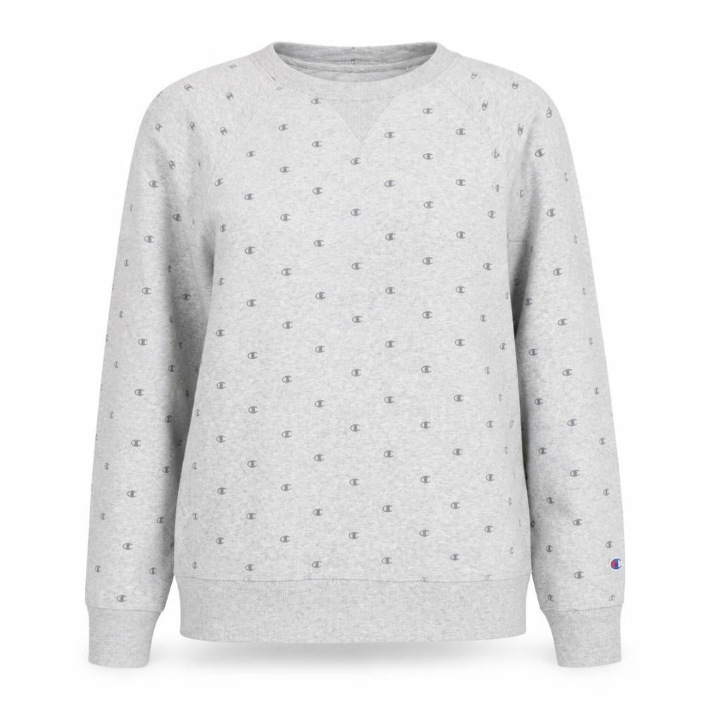 Front view of Champion women’s grey logo sweatshirt xl comfortable casual