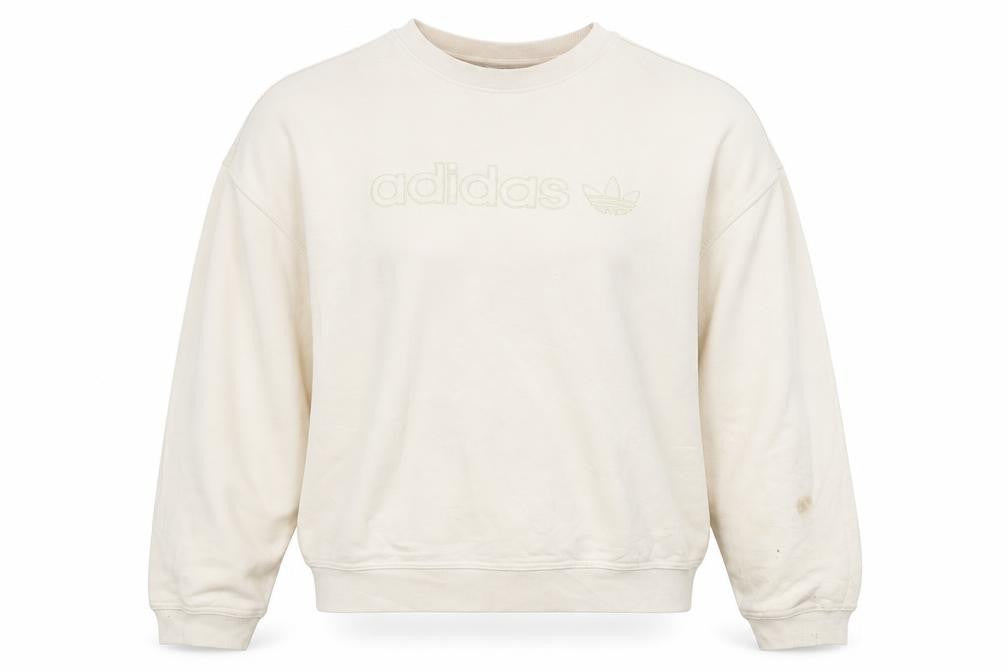 Front view of Adidas Women Beige Cotton Crew Neck Pullover Sweatshirt L