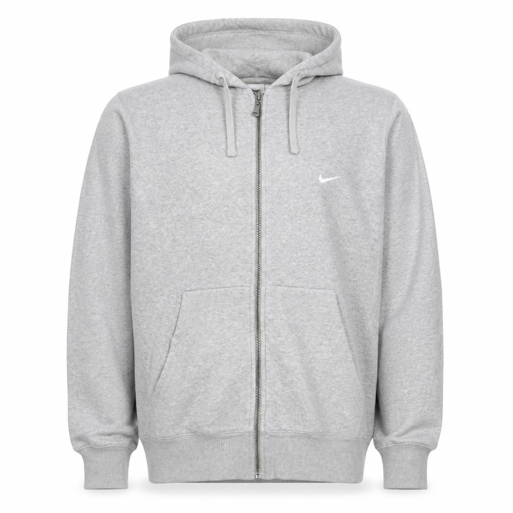 Front view of Nike Men’s Grey Full Zip Hoodie, size S, Regular Fit
