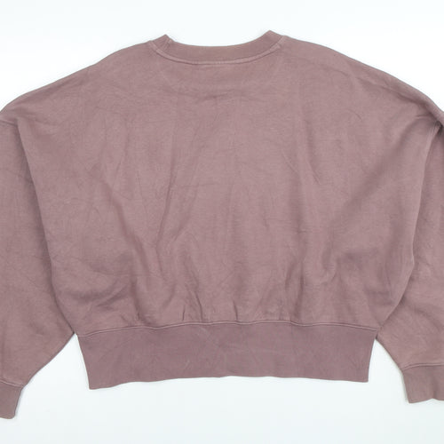 Adidas Women Mauve Cotton Blend Crew Neck Pullover Sweatshirt UK 8