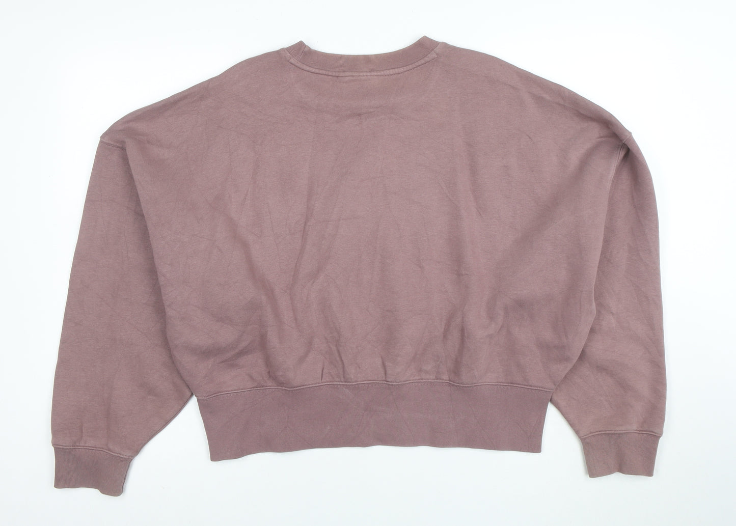Adidas Women Mauve Cotton Blend Crew Neck Pullover Sweatshirt UK 8