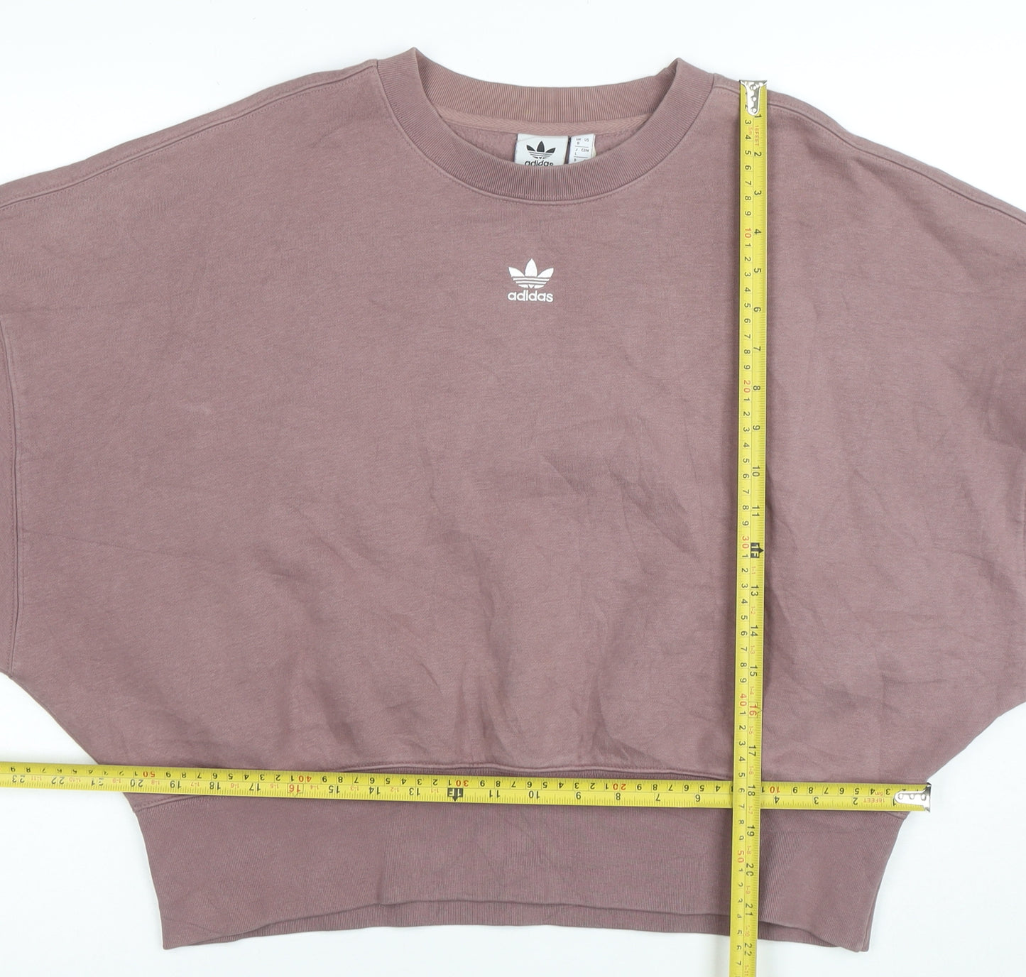 Adidas Women Mauve Cotton Blend Crew Neck Pullover Sweatshirt UK 8