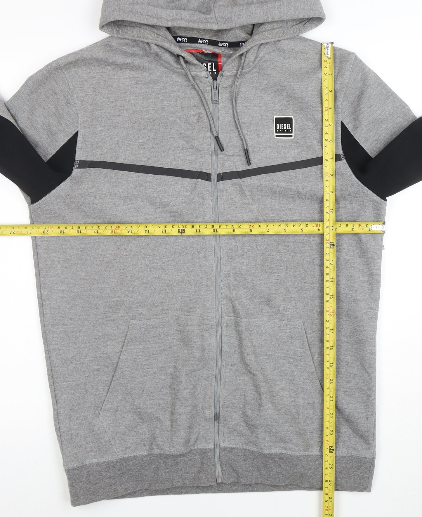 Diesel Men's Grey Full Zip Hooded Sweatshirt Size L Logo Hoodie