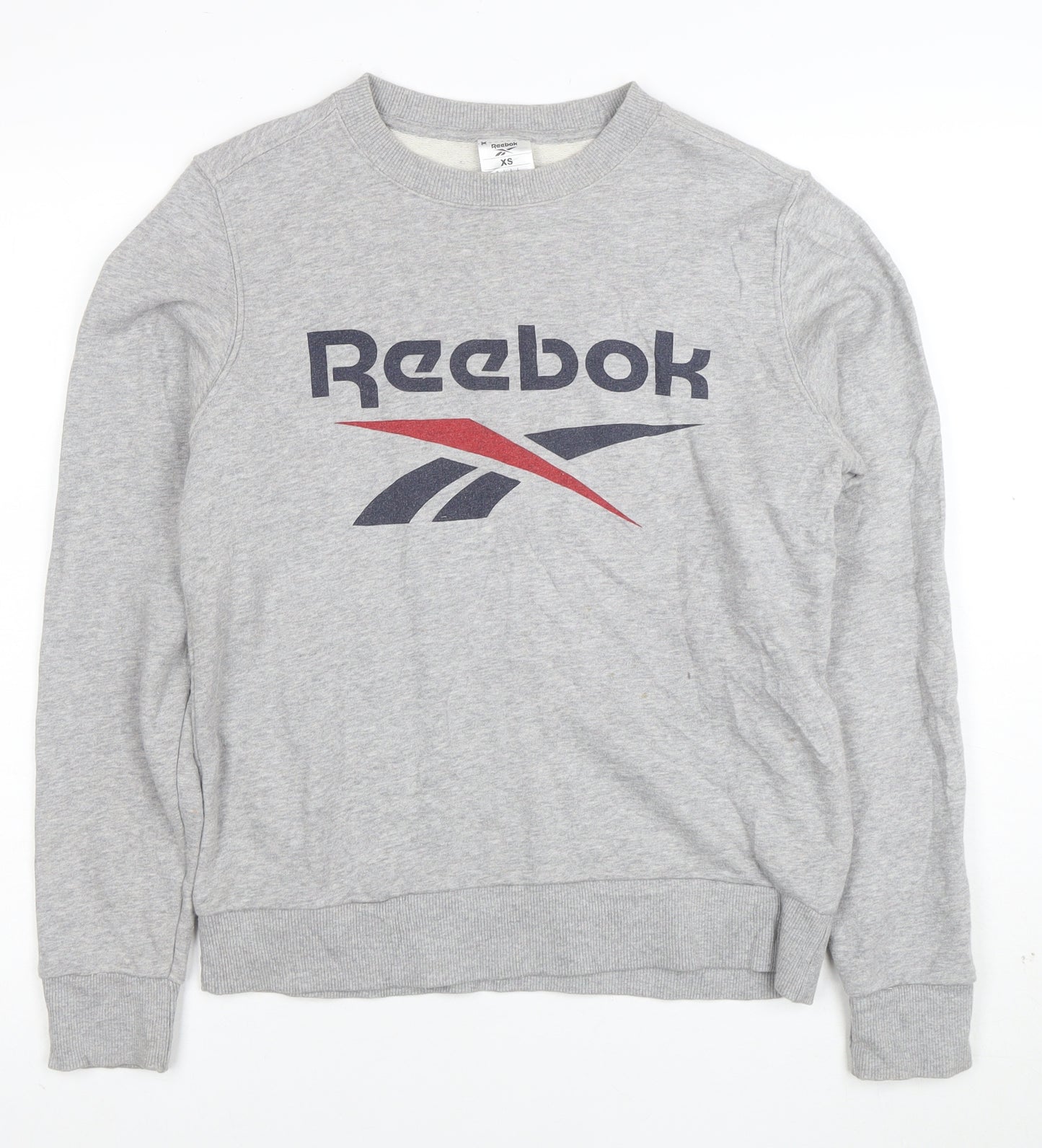 Reebok Womens Grey XS Pullover Sweatshirt with Logo Print