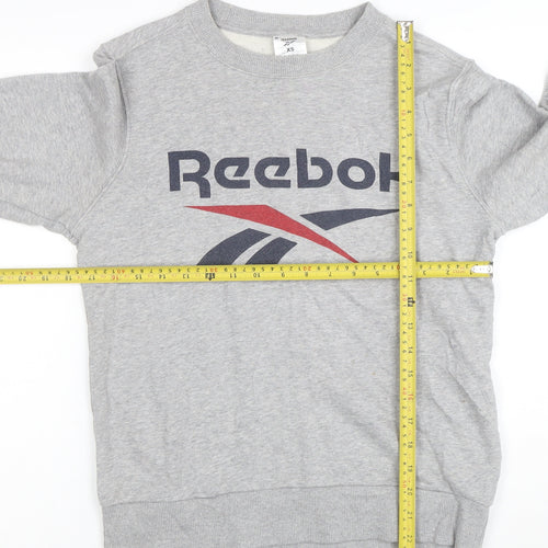 Reebok Womens Grey XS Pullover Sweatshirt with Logo Print