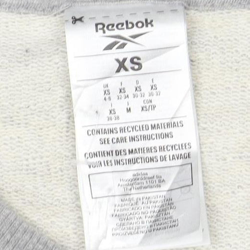 Reebok Womens Grey XS Pullover Sweatshirt with Logo Print