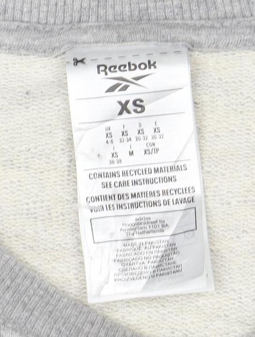Reebok Womens Grey XS Pullover Sweatshirt with Logo Print