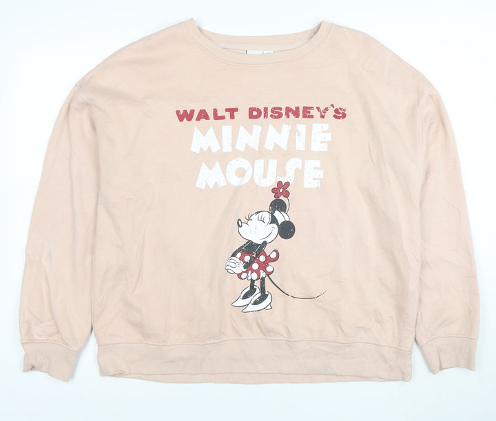 Disney Women Beige Minnie Mouse Pullover Sweatshirt Size 16 L