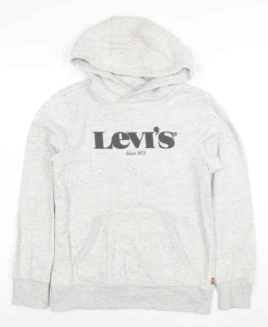 Levi's Boys Grey Logo Pullover Hoodie Size 14 Years Cotton Blend